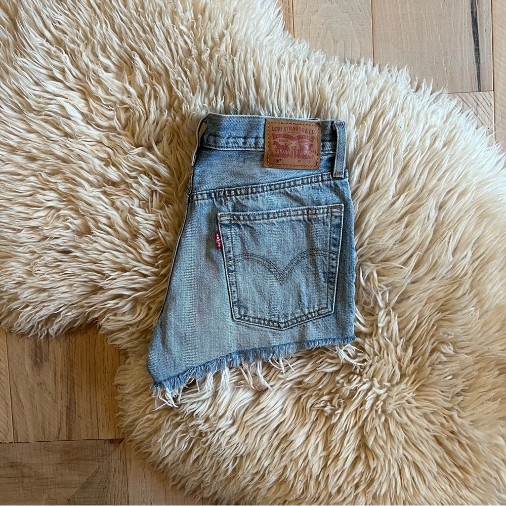Levi's Light Blue Distressed Denim Jean Shorts
